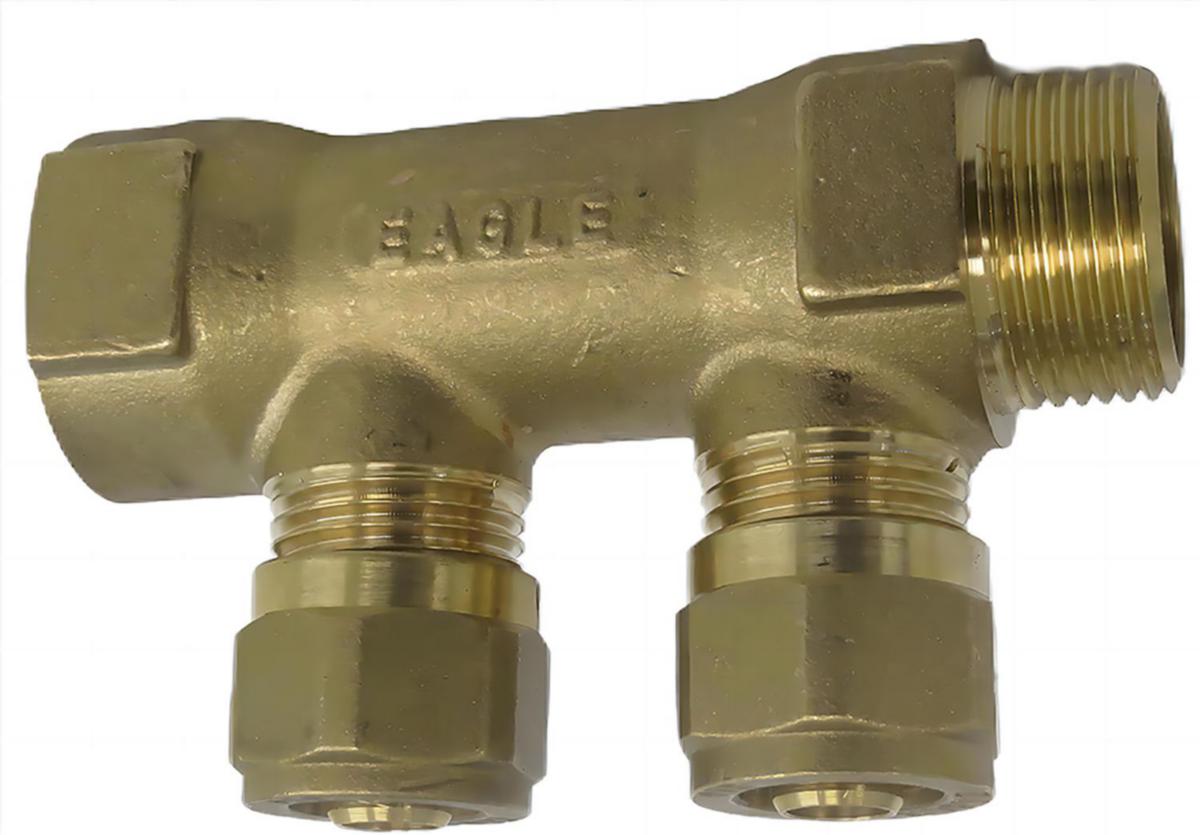Fordelerrør - Fordelerrør til PeX 2x15 mm 1/2"x15mm2.5x3/4"L36mm messing