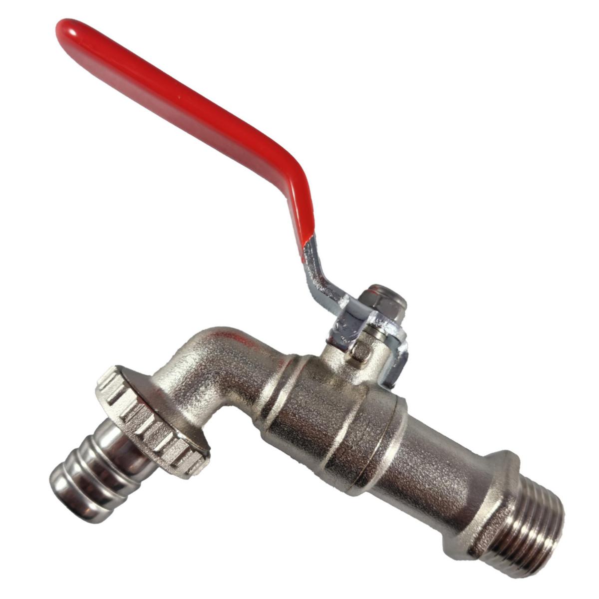 Kugle aftaphane med L-greb - Kugleaftaphane L-greb 1/2" med slangeforskruning