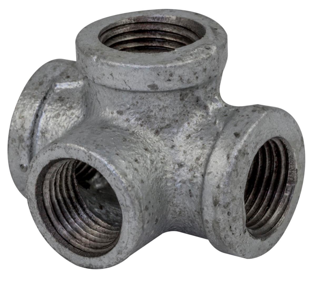 Galvaniseret Hjørne tee - Hjørne tee 1/2" med sideudløb galvaniseret 4 x muffe
