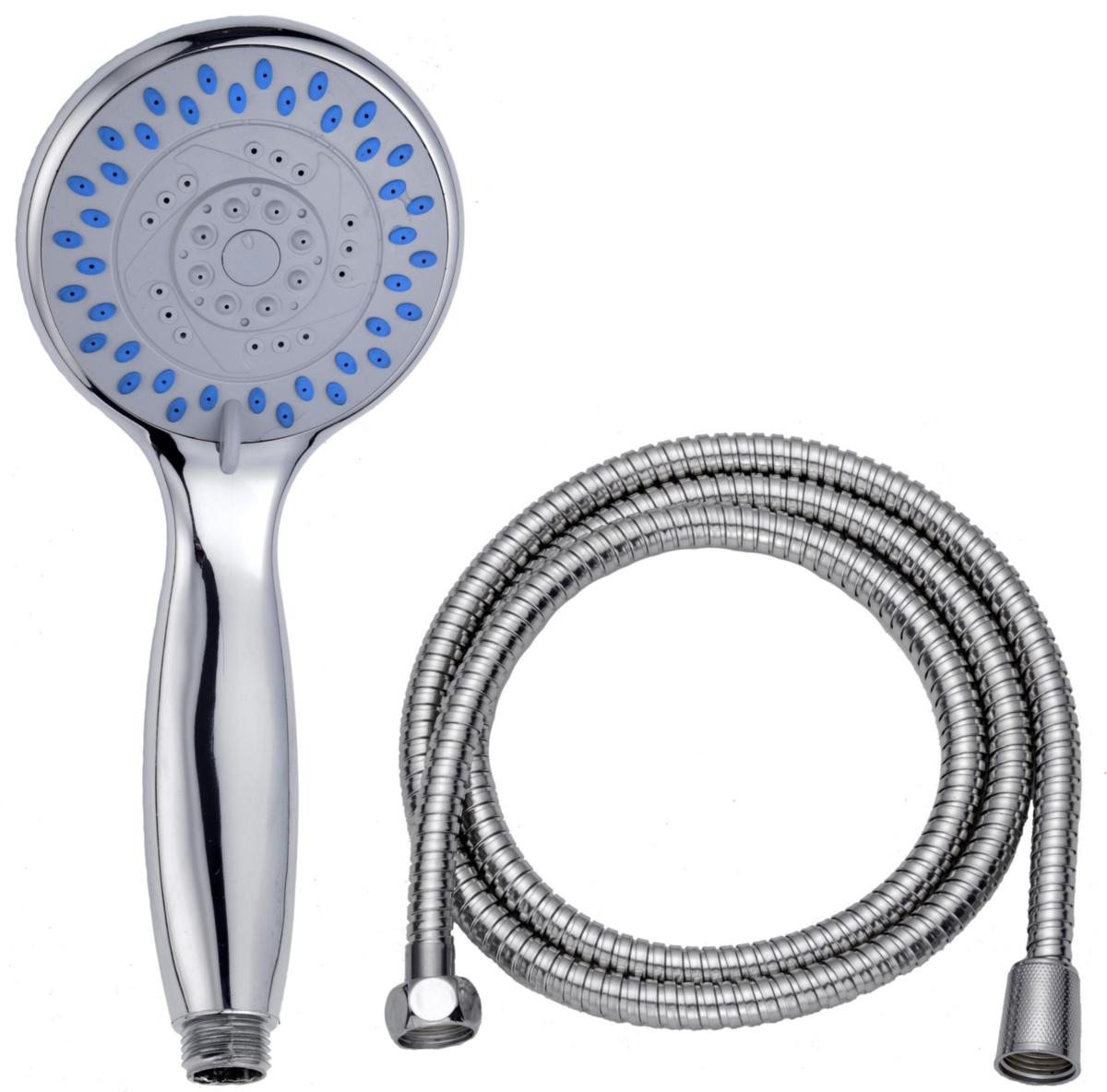 Tulipan håndbruser inkl. slange - Tulipan II brusesæt, håndbruse 4 jet, slange 1.5, krom