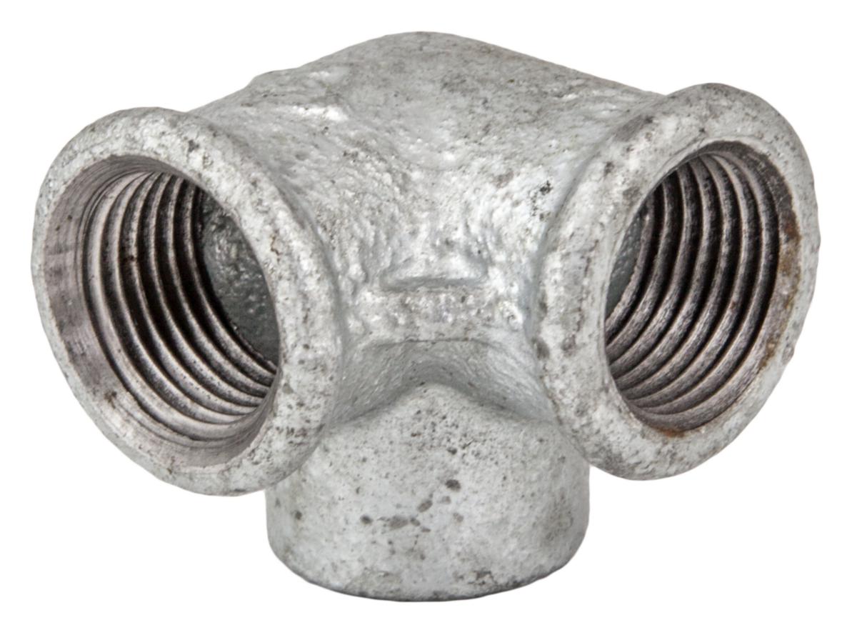 Galvaniseret vinkel med sideudløb - Vinkel m/sideudløb 1/2" galv. muffe/muffe/muffe
