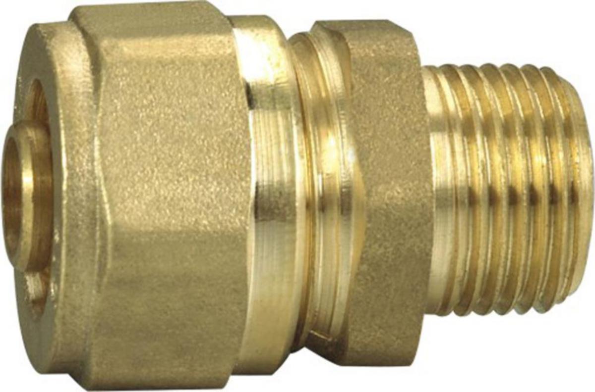 Kompressionsfittings til PEX gulvvarme nippel - Nippel til PEX 1/2 x 16 mm messing
