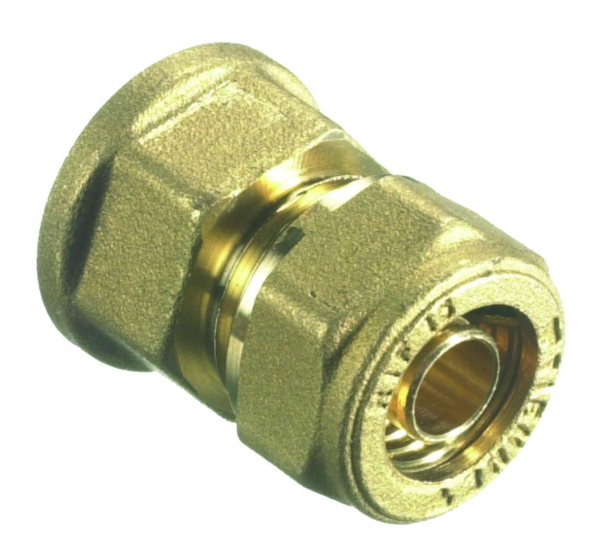 Kompressionsfittings til PEX muffe - Muffe til PEX 1/2"x15 mm messing