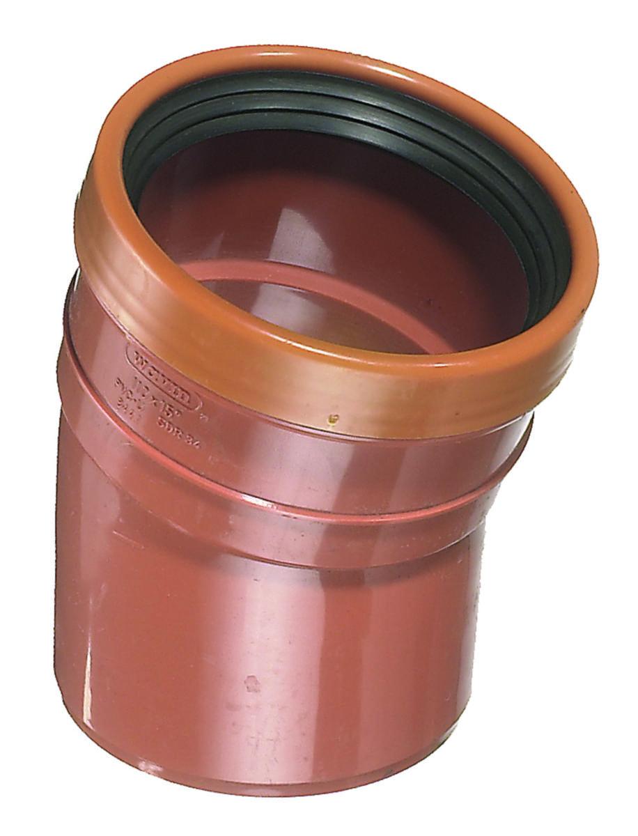 Røde rør kloakbøjning 15 gr. - Kloakbøjning 110x15 gr rød